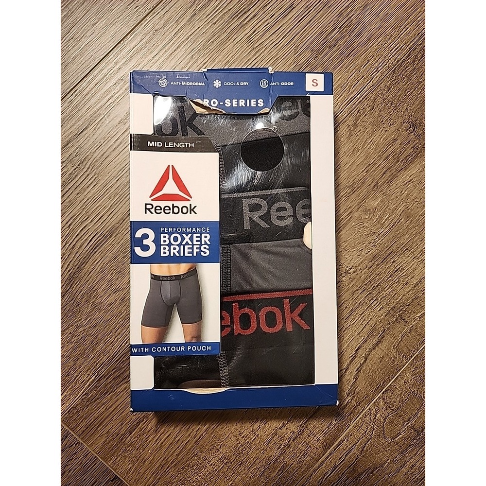 Reebok Mens Pro Series Performance Boxer Briefs 3 Pack Mid Length Size S
